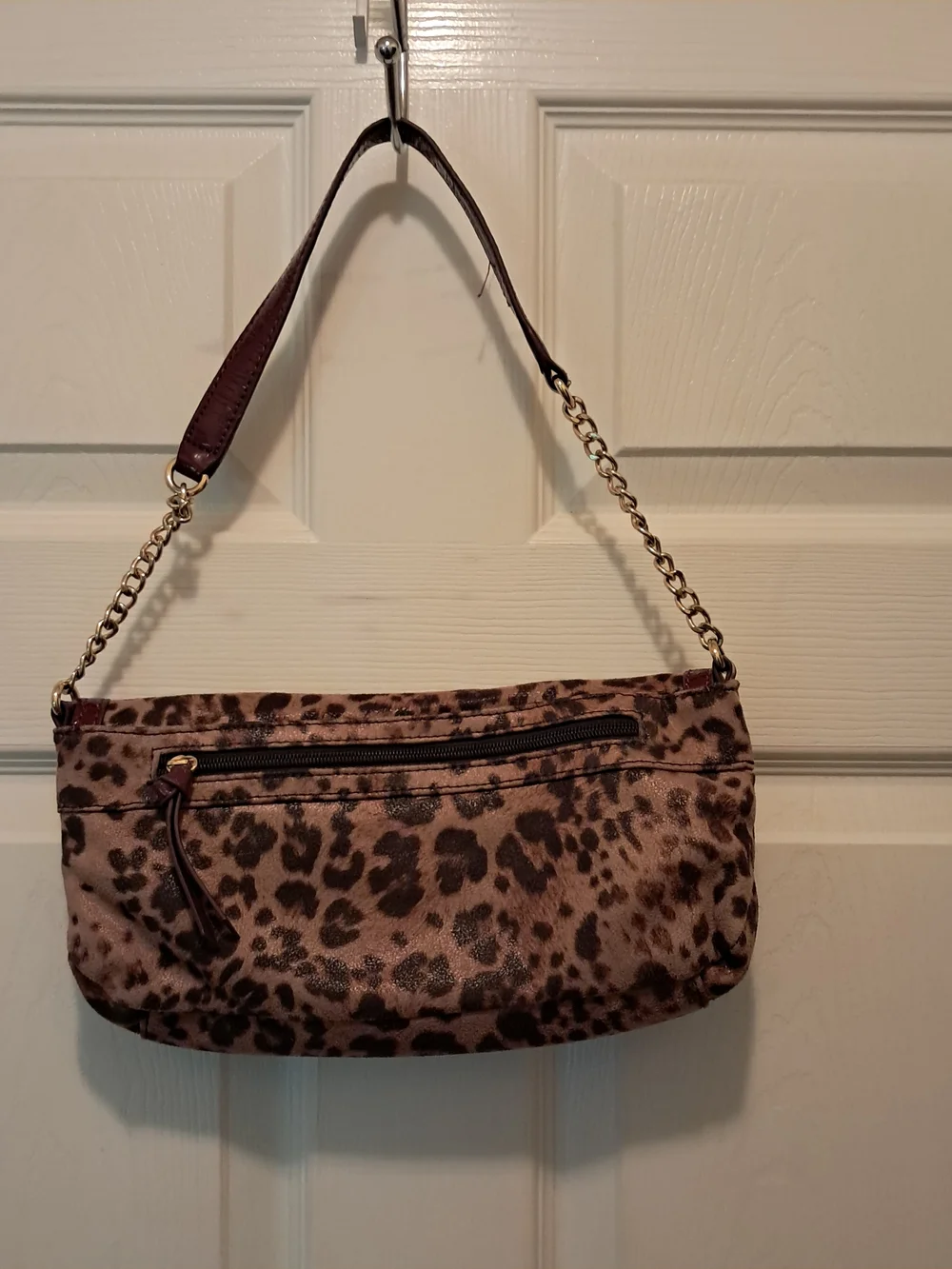 Kate Landry Leopard Print Shoulder Clutch in Brown - Picture 2 of 4